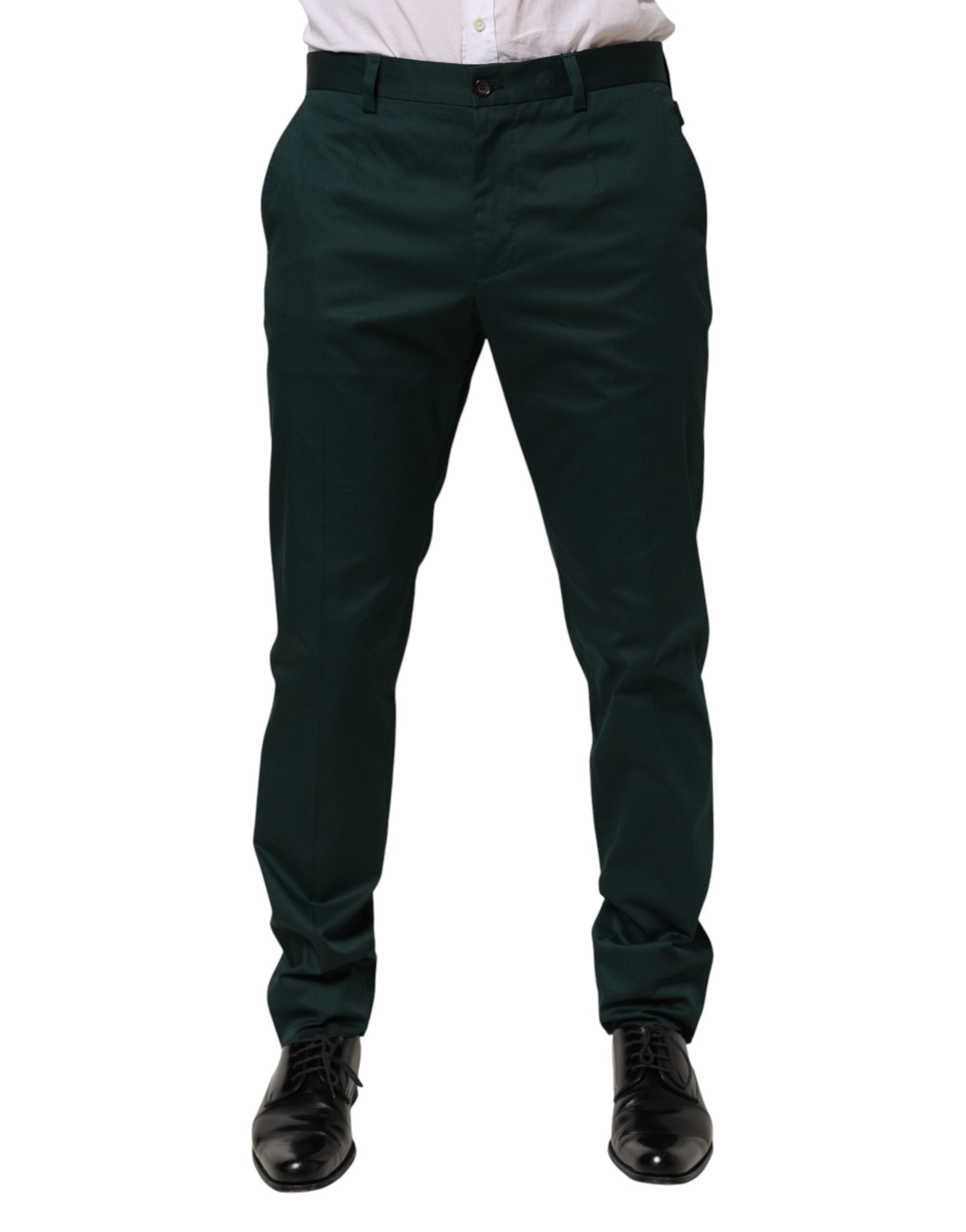 Dolce & Gabbana Men's Green Cotton Suit Trousers