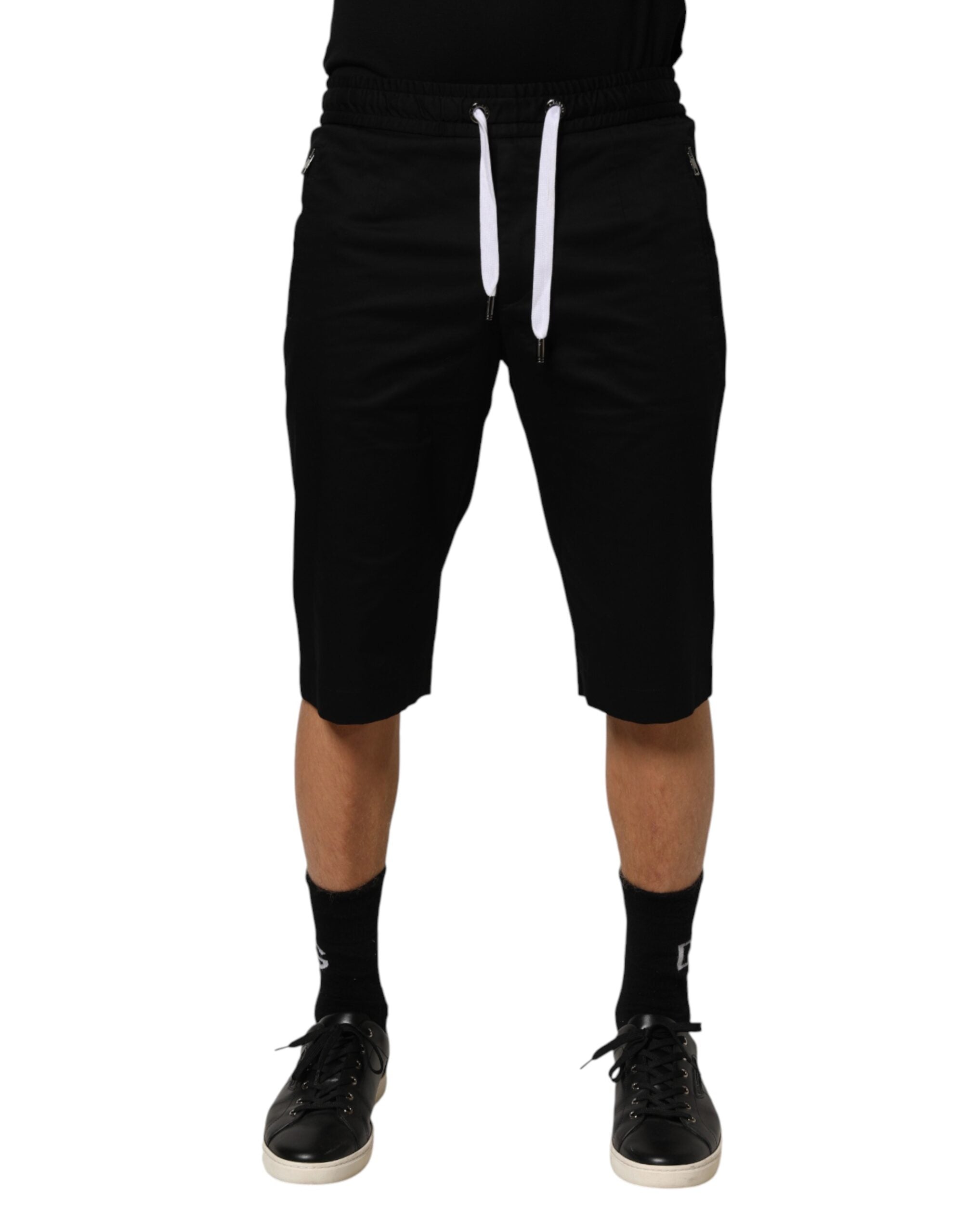 Dolce & Gabbana Schwarze Stretch-Baumwoll-Bermuda-Shorts für Herren
