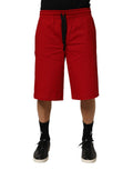 Dolce & Gabbana Red Cotton Drawstring Bermuda Shorts