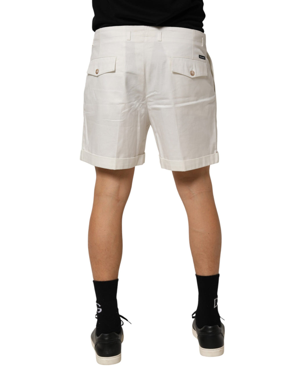 Dolce & Gabbana Men's White Cotton Mid-Rise Bermuda Shorts