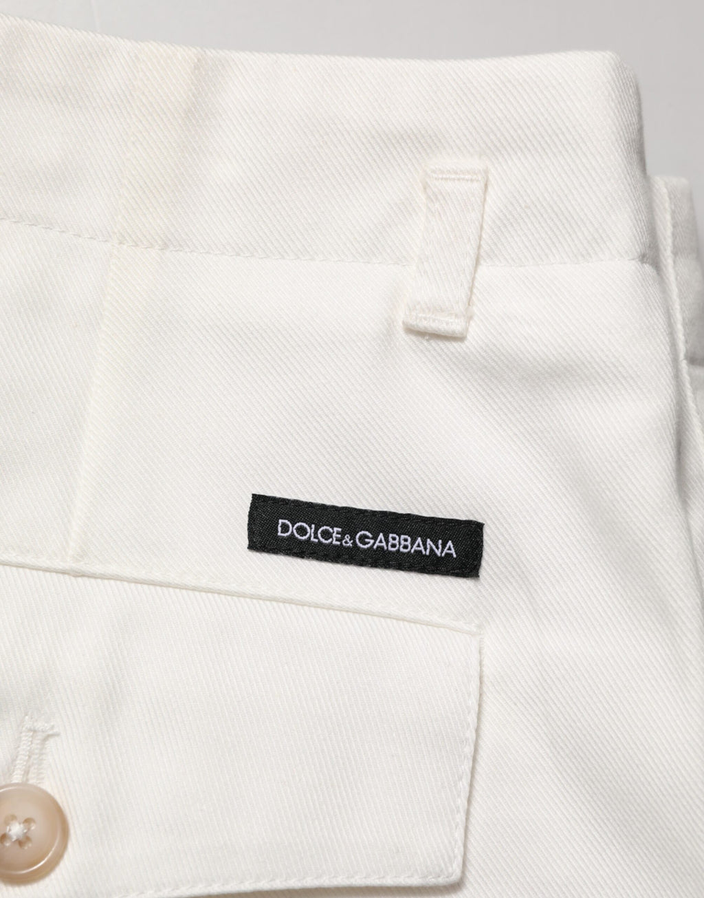 Dolce & Gabbana Men's White Cotton Mid-Rise Bermuda Shorts
