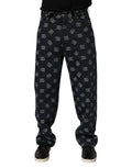 Dolce & Gabbana Men's Straight Jeans with Blue Logo Print