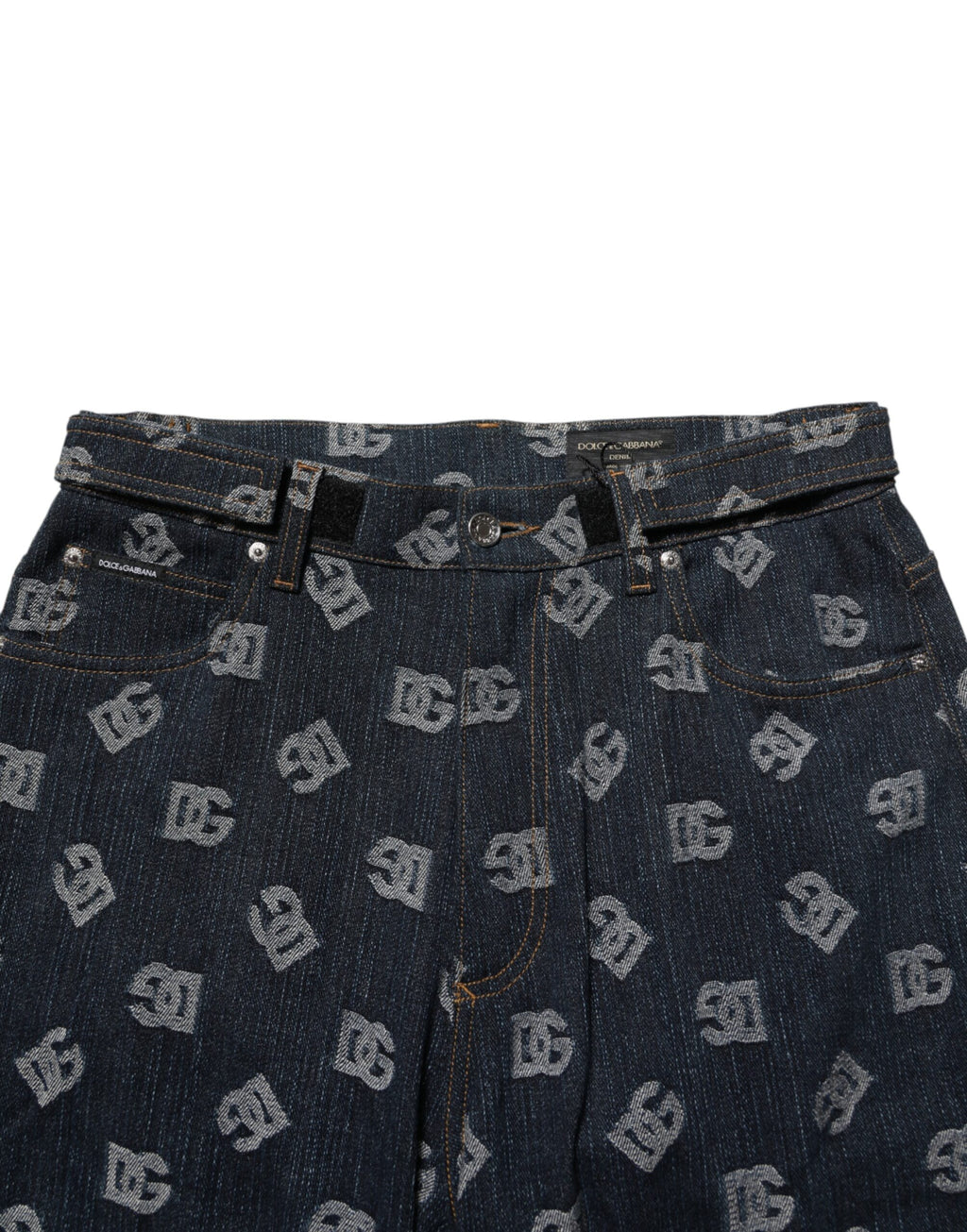 Dolce & Gabbana Men's Straight Jeans with Blue Logo Print