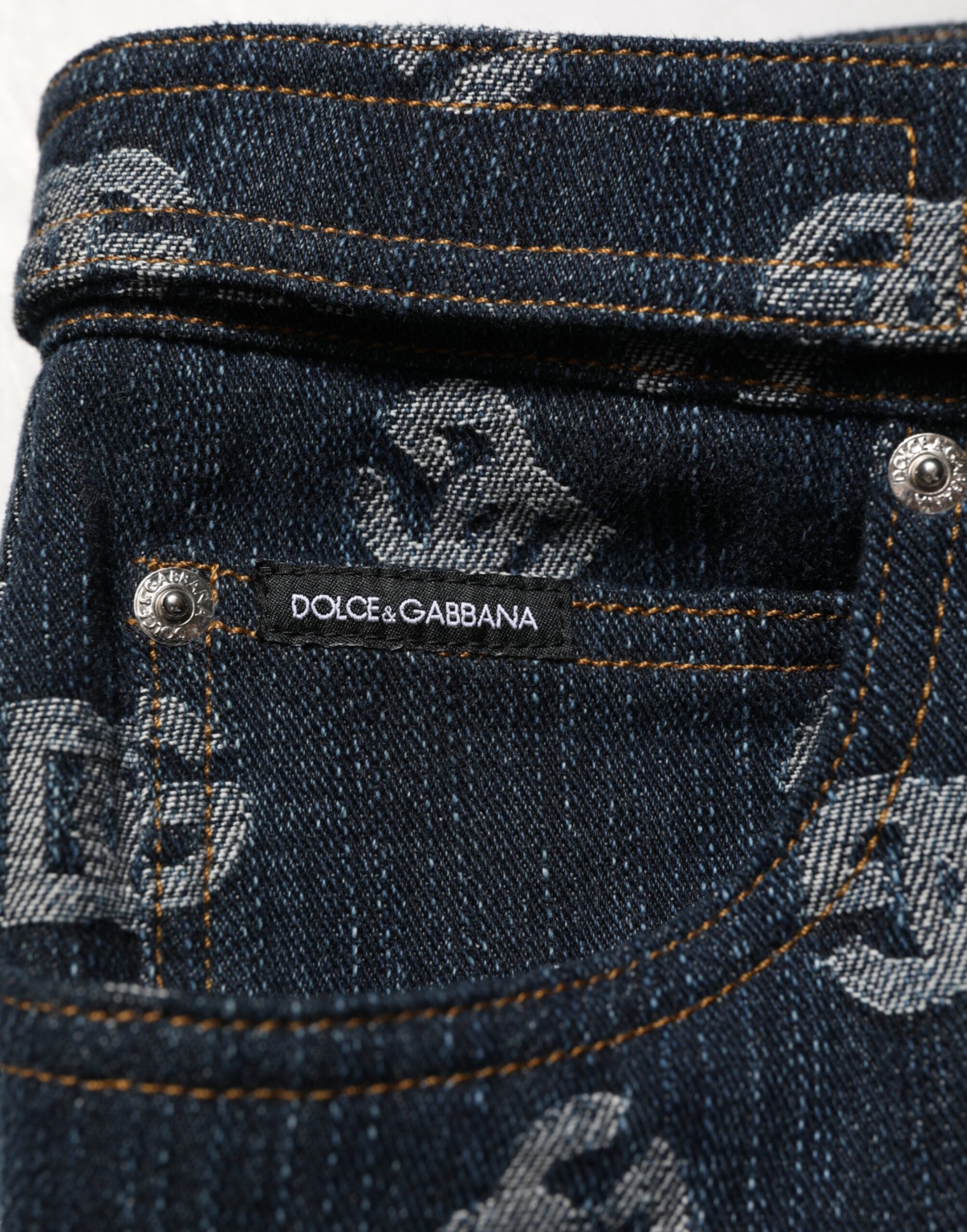 Dolce & Gabbana Men's Straight Jeans with Blue Logo Print