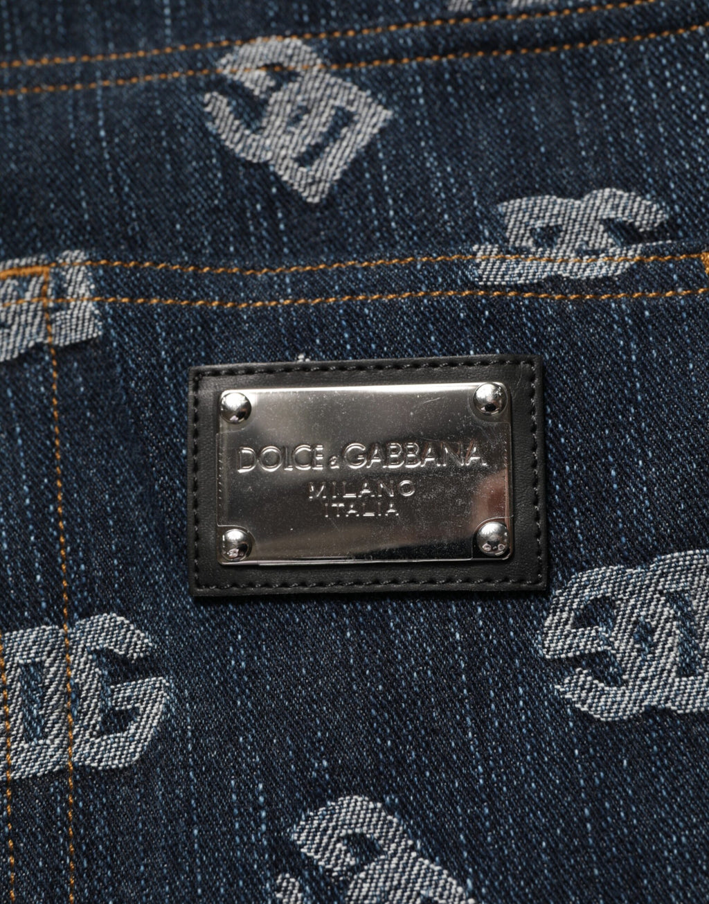 Dolce & Gabbana Men's Straight Jeans with Blue Logo Print