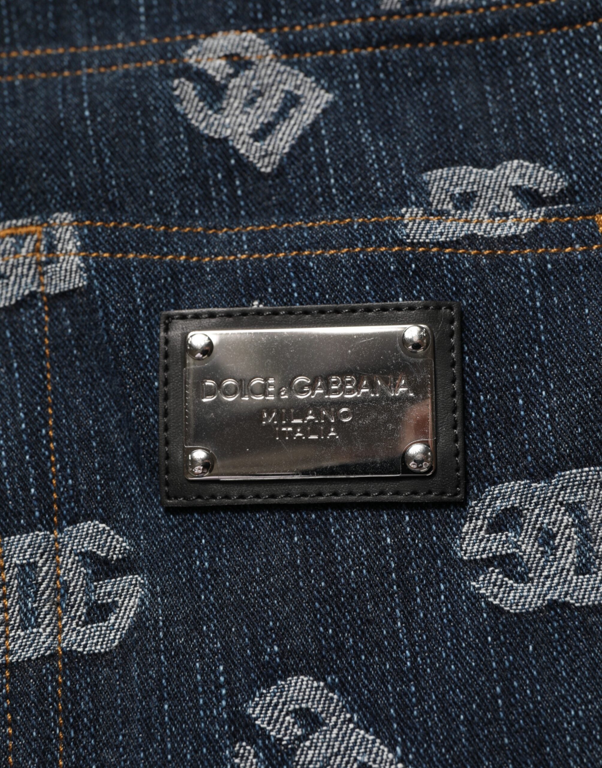 Dolce & Gabbana Men's Straight Jeans with Blue Logo Print