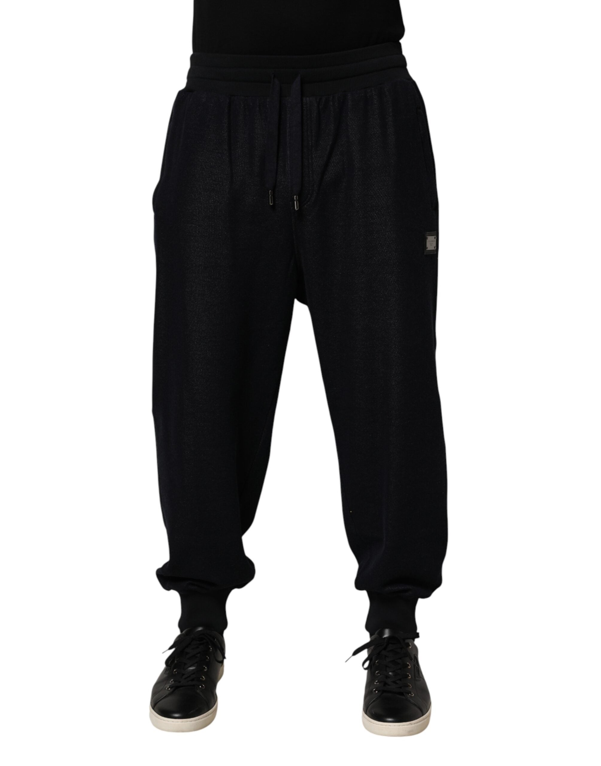 Dolce & Gabbana Schwarze Jogginghose aus Baumwollmischung mit Kordelzug