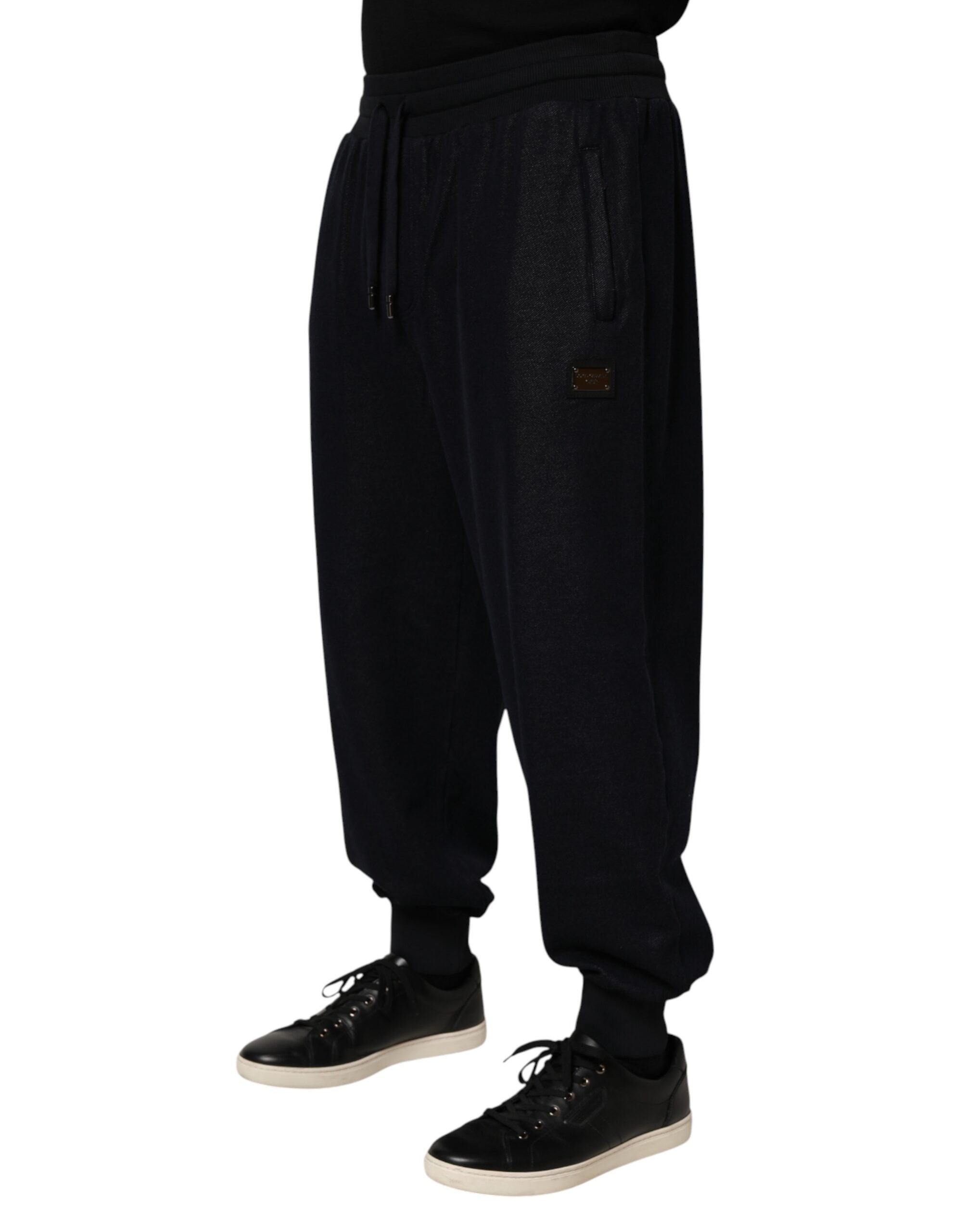 Dolce & Gabbana Schwarze Jogginghose aus Baumwollmischung mit Kordelzug