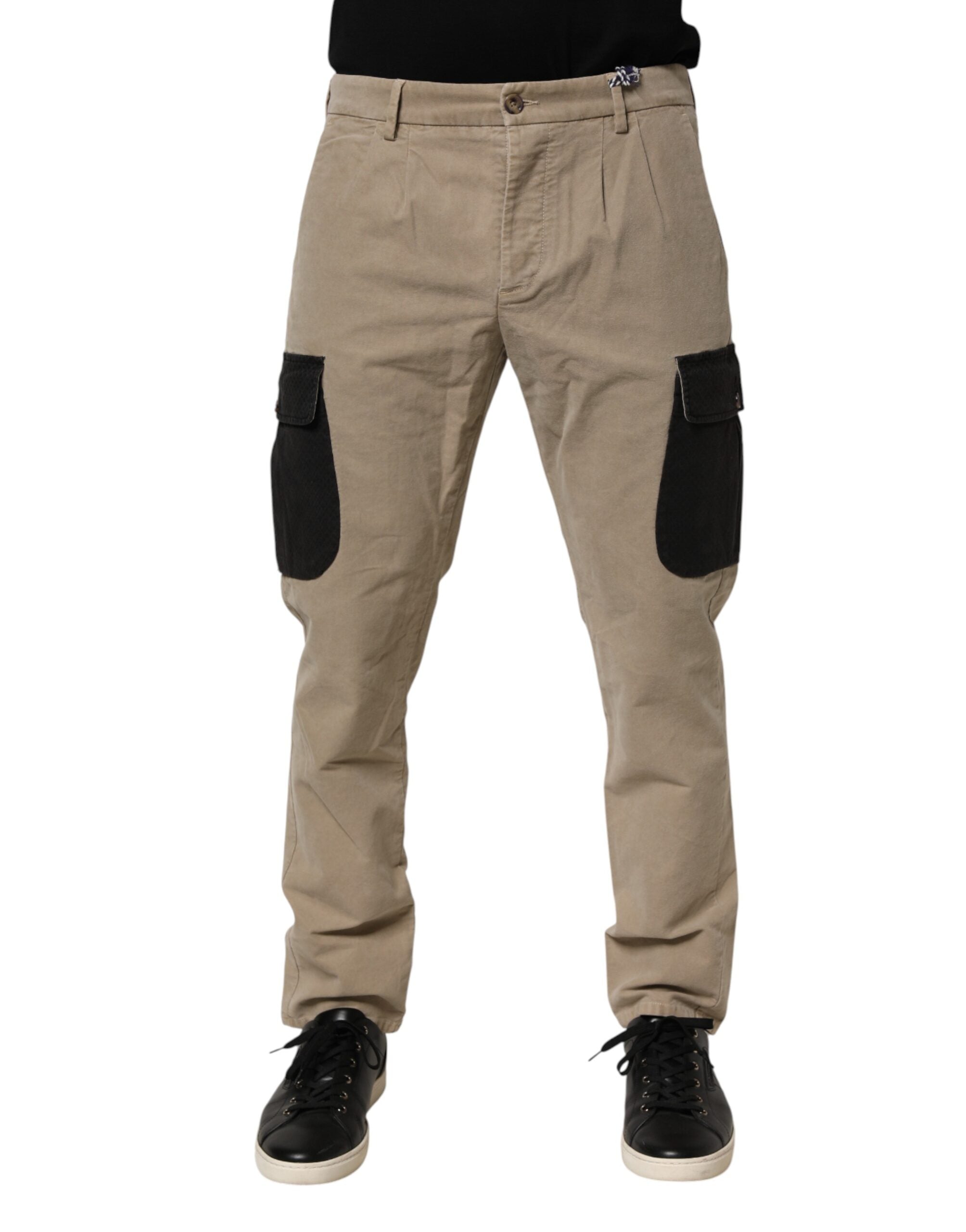 AT.P.CO Beigefarbene Herren-Chino im Cargo-Stil mit schmaler Passform und mittlerer Bundhöhe