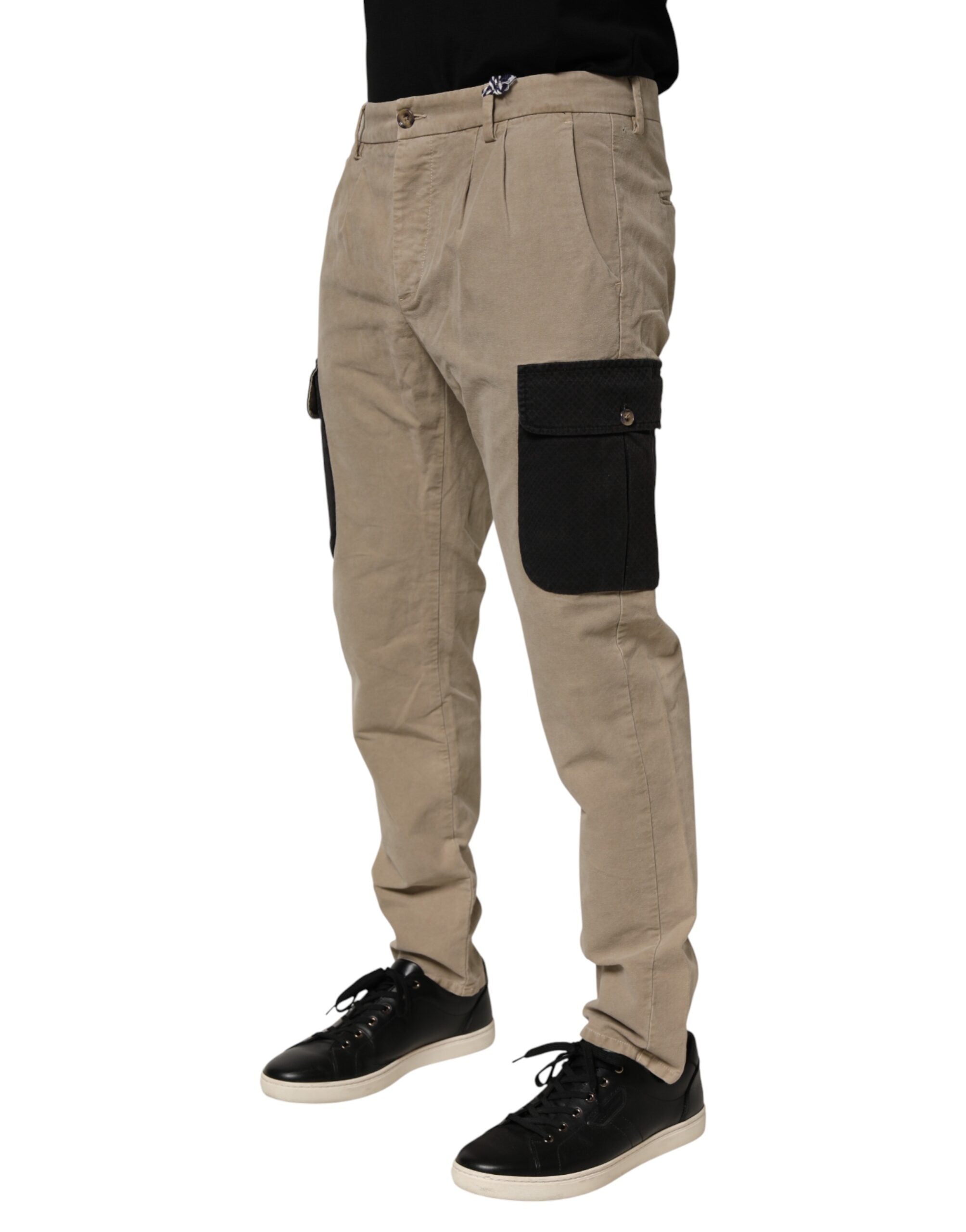 AT.P.CO Beigefarbene Herren-Chino im Cargo-Stil mit schmaler Passform und mittlerer Bundhöhe