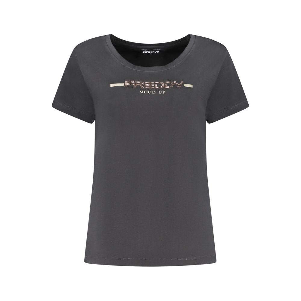 Freddy Schwarzes Baumwoll-T-Shirt für Damen