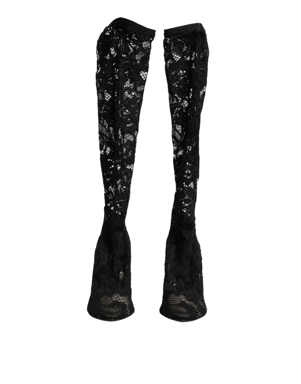 Dolce & Gabbana Black Taormina Lace Sock Boots