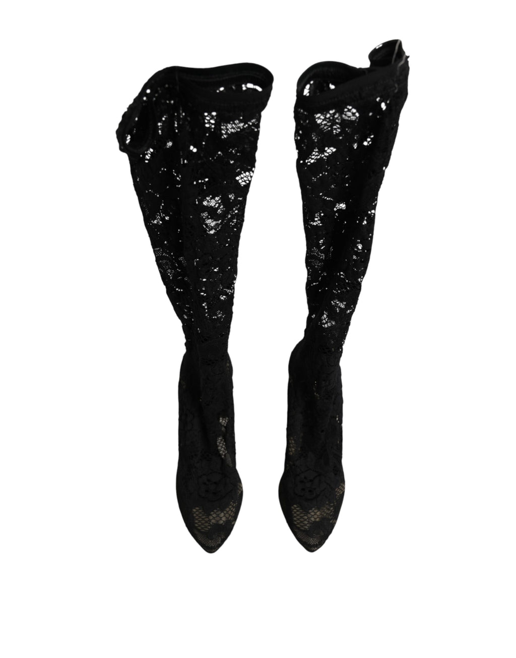 Dolce & Gabbana Black Taormina Lace Sock Boots