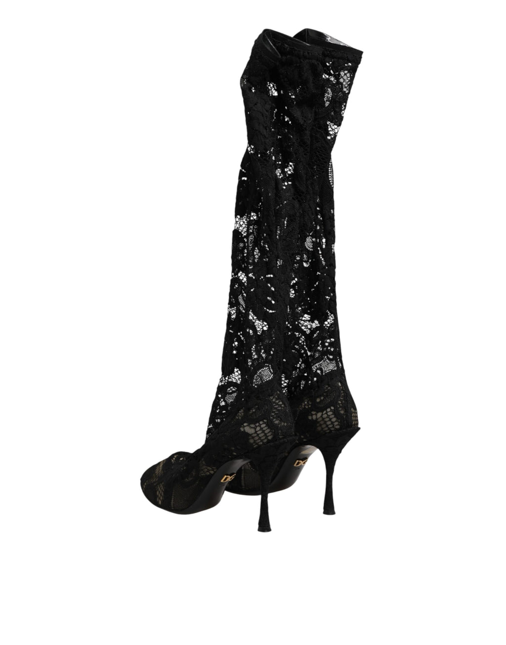 Dolce & Gabbana Black Taormina Lace Sock Boots