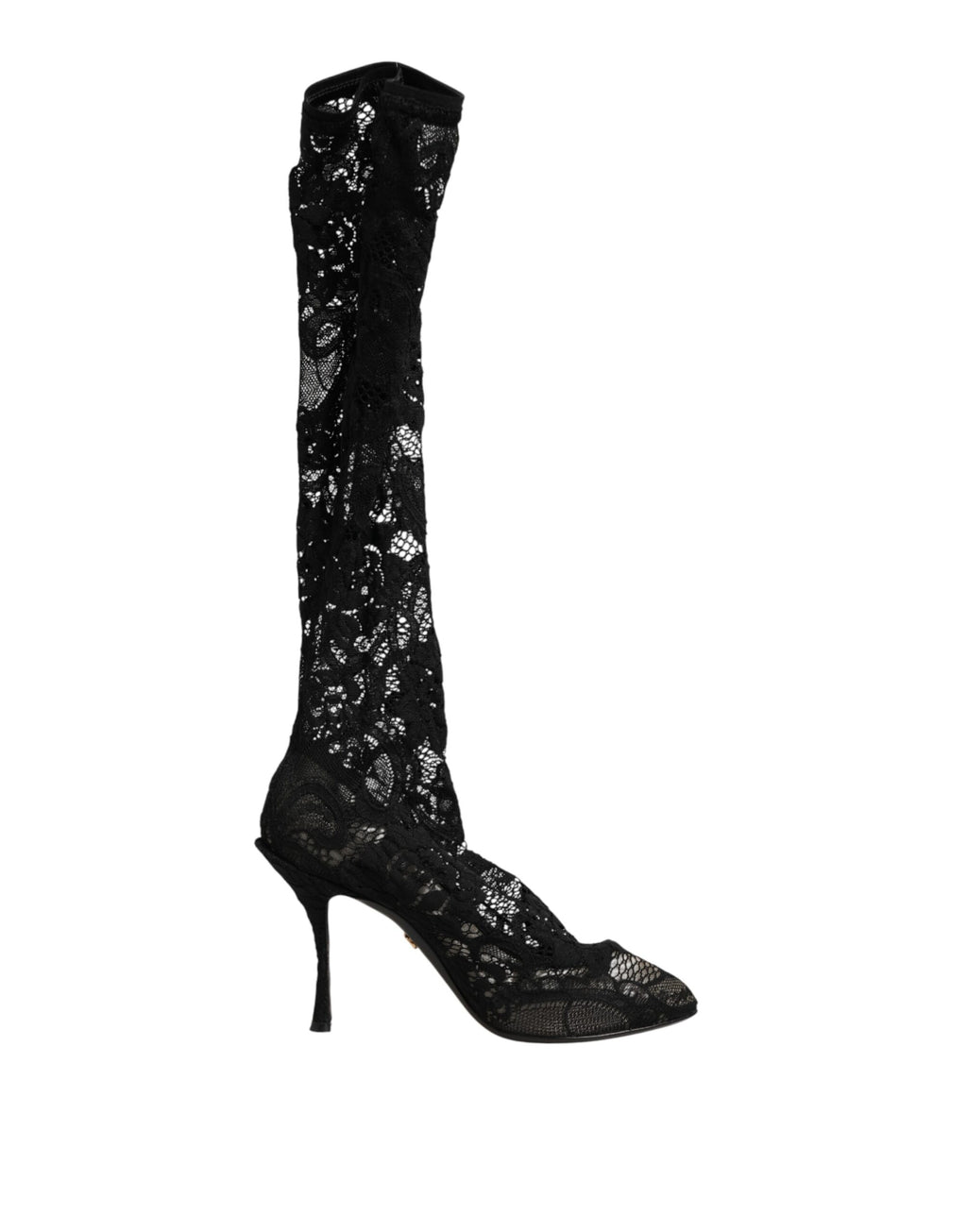 Dolce & Gabbana Black Taormina Lace Sock Boots