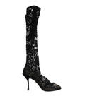 Dolce & Gabbana Black Taormina Lace Sock Boots