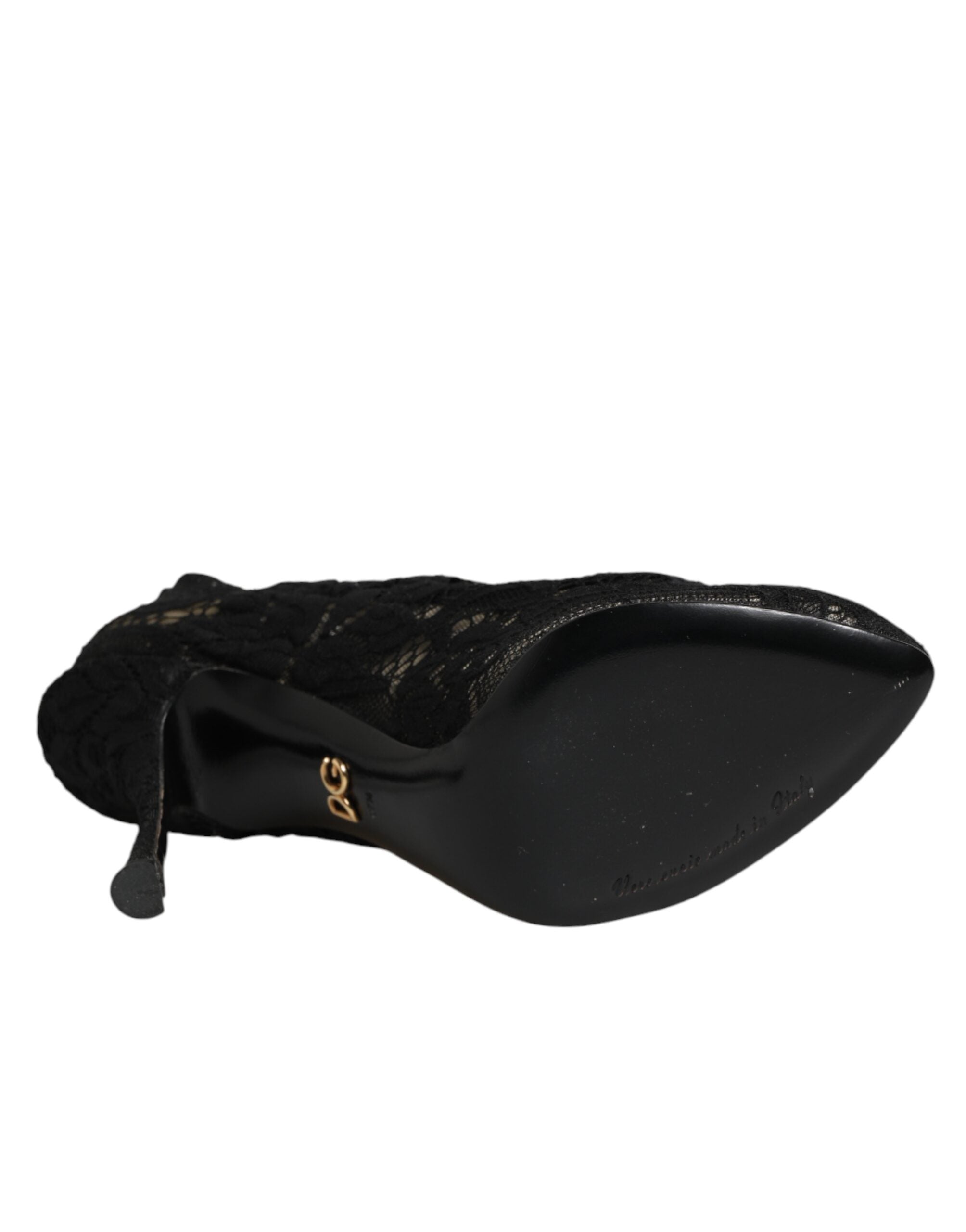 Dolce & Gabbana Black Taormina Lace Sock Boots