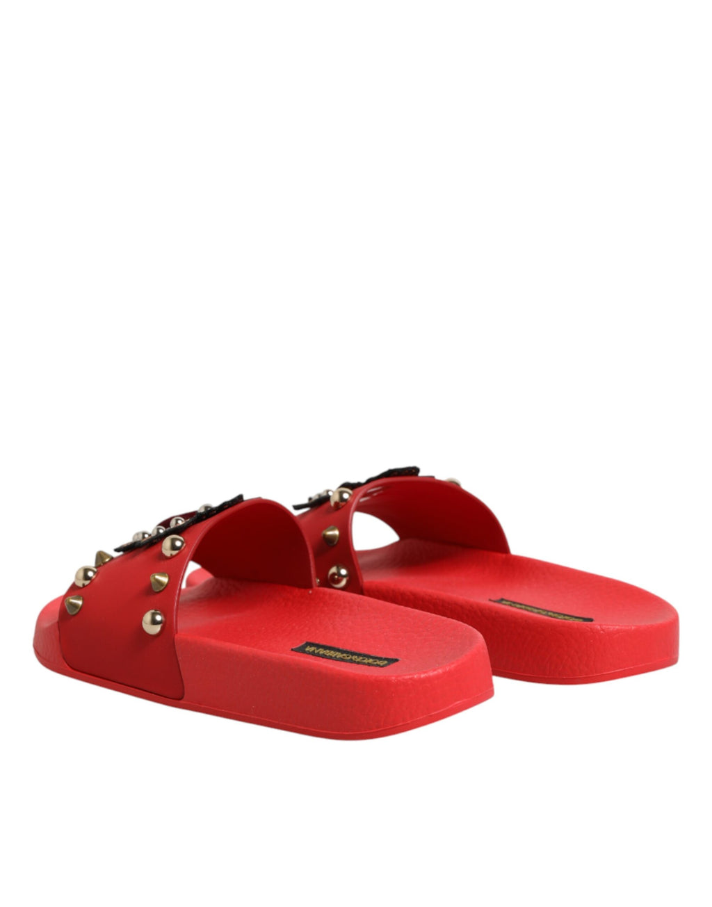 Dolce & Gabbana Red Slides with Heart Appliqué, Beach Shoes