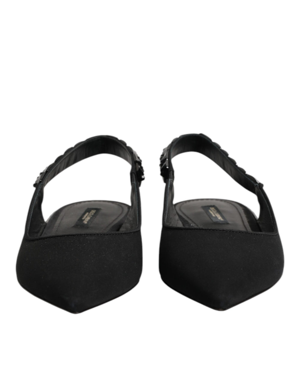 Dolce & Gabbana Black Charmeuse Crystal Slingback Shoes