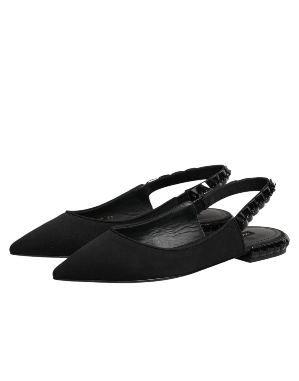 Dolce & Gabbana Black Charmeuse Crystal Slingback Shoes