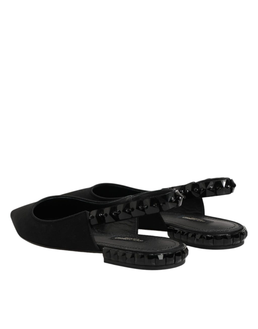 Dolce & Gabbana Black Charmeuse Crystal Slingback Shoes