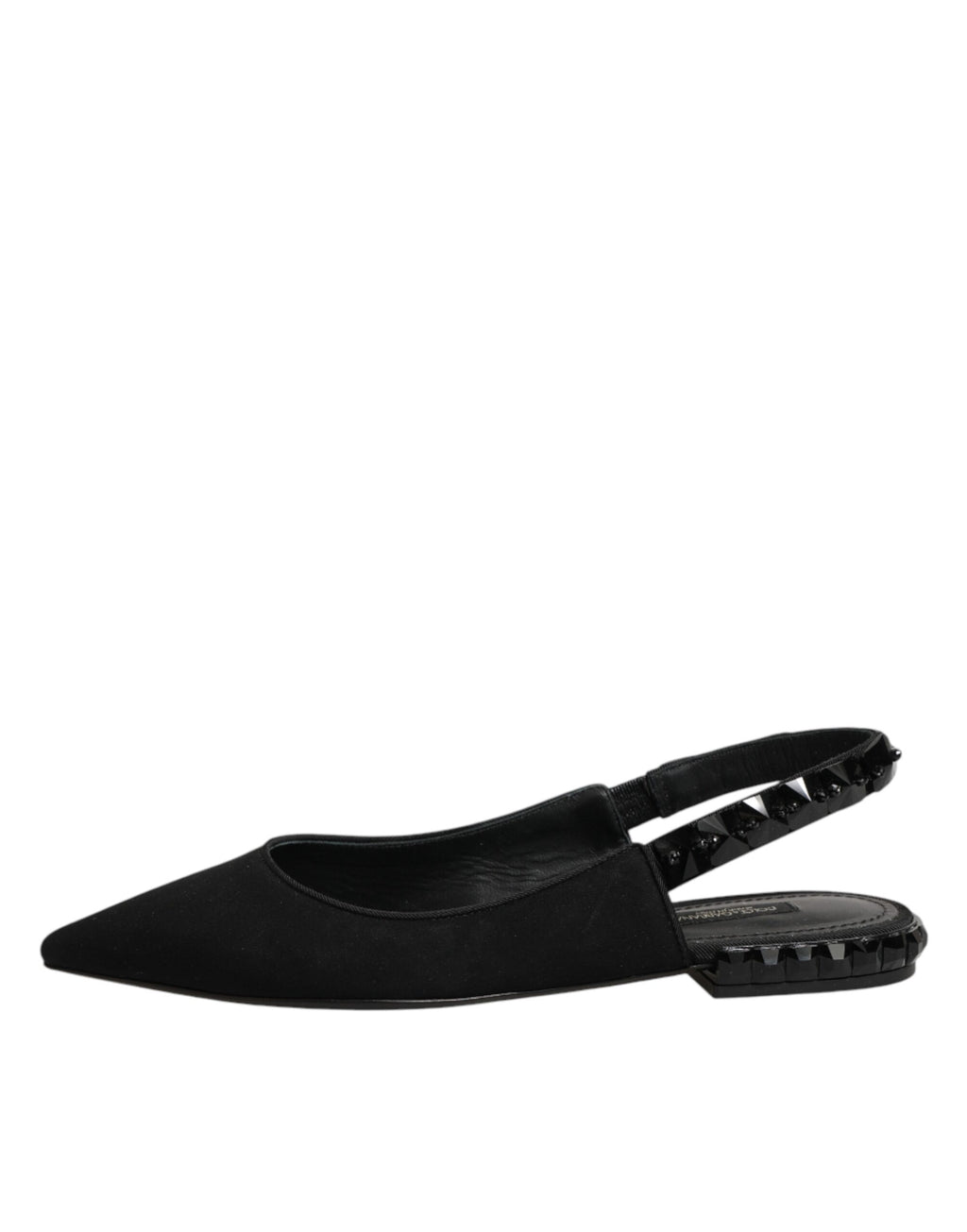 Dolce & Gabbana Black Charmeuse Crystal Slingback Shoes
