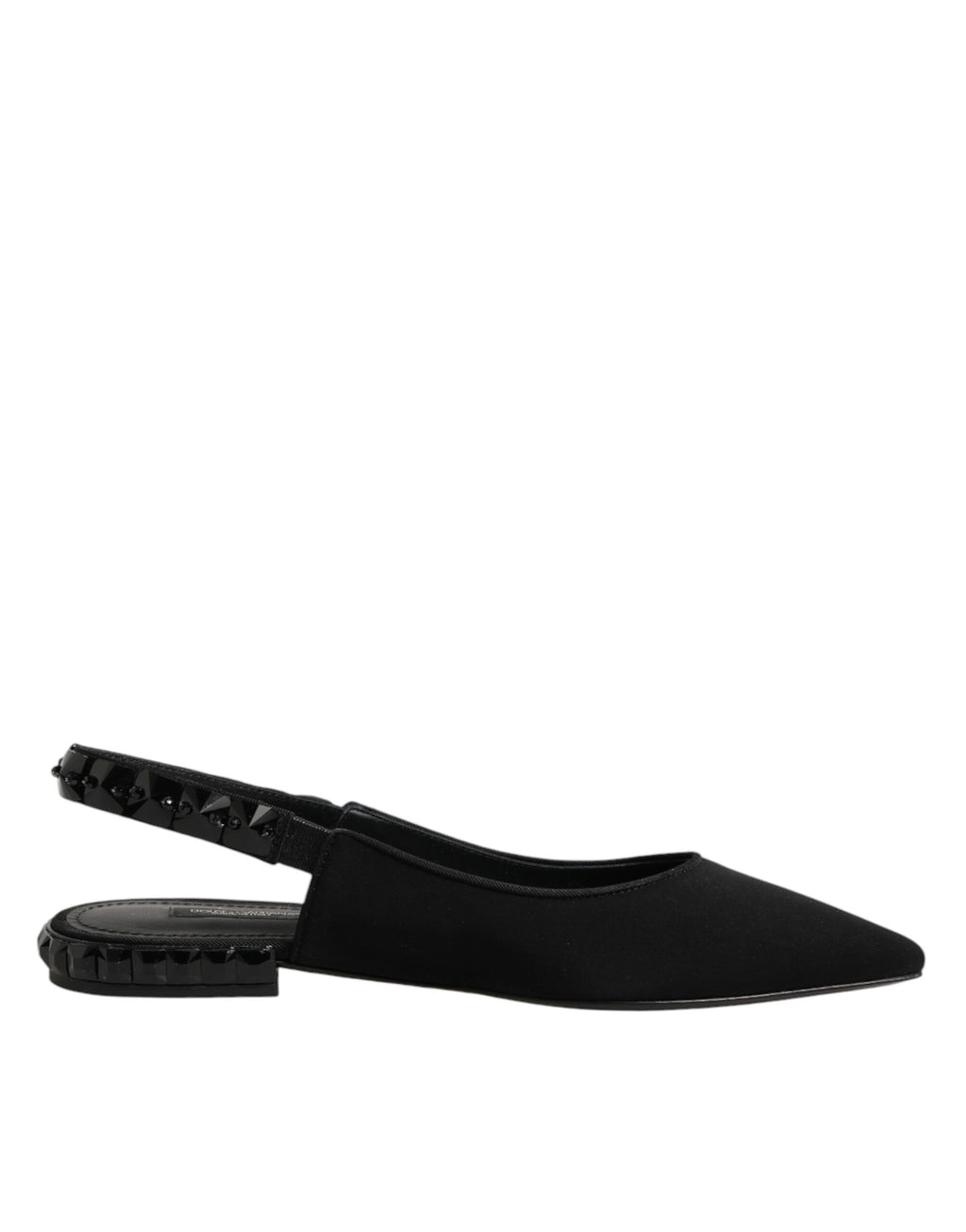 Dolce & Gabbana Black Charmeuse Crystal Slingback Shoes