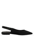 Dolce & Gabbana Black Charmeuse Crystal Slingback Shoes
