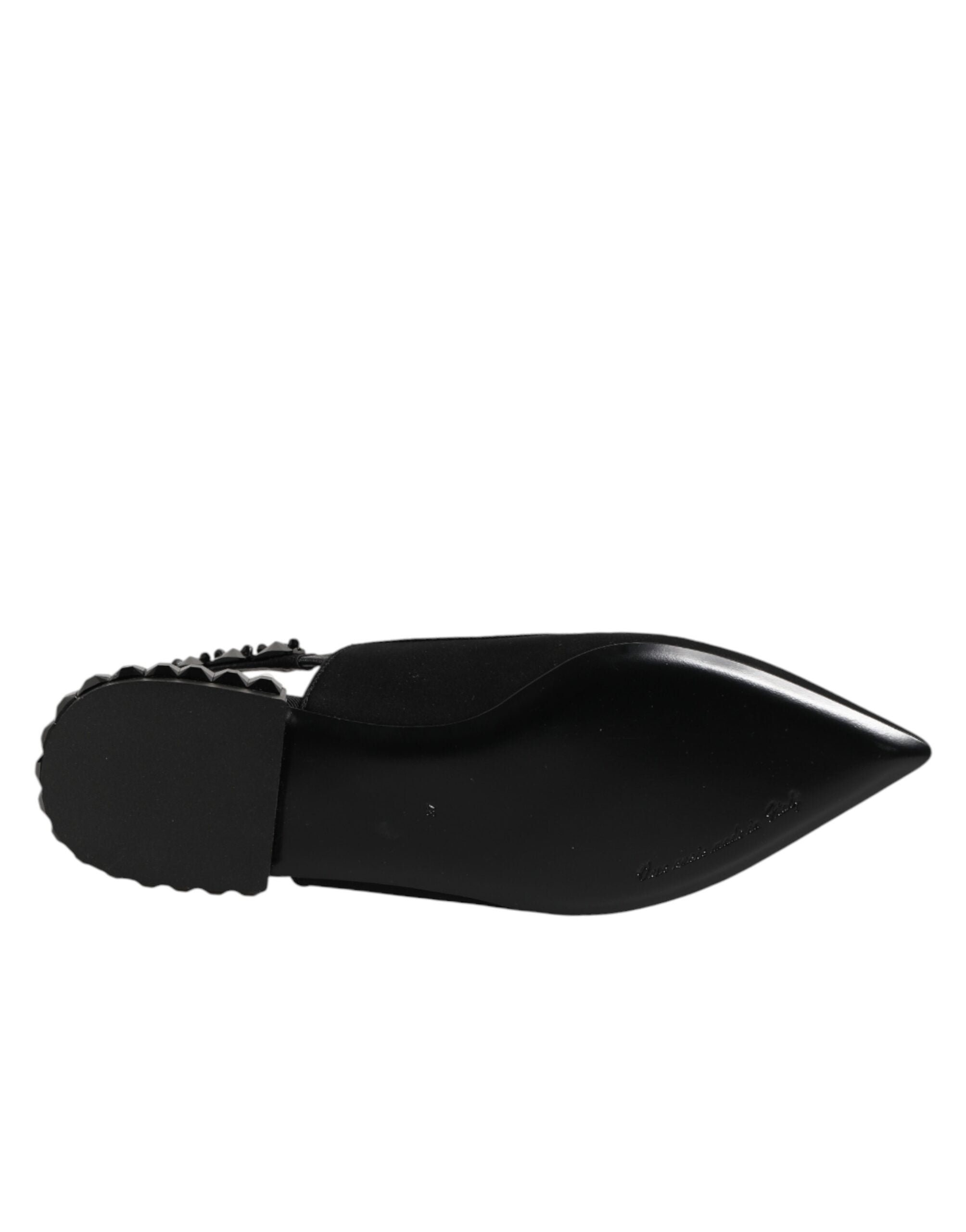 Dolce & Gabbana Black Charmeuse Crystal Slingback Shoes