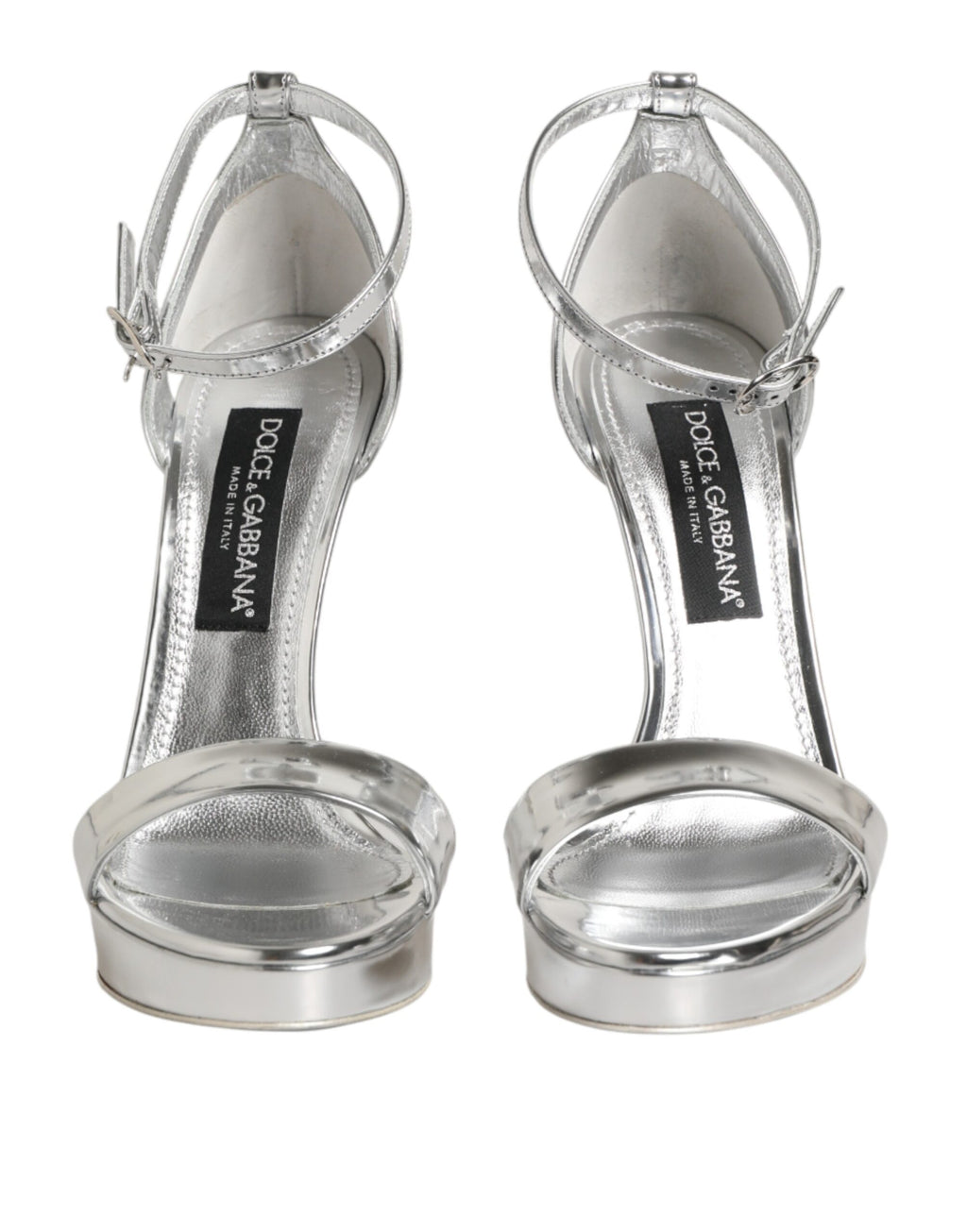 Dolce & Gabbana Silver Leather Keira Platform Sandals