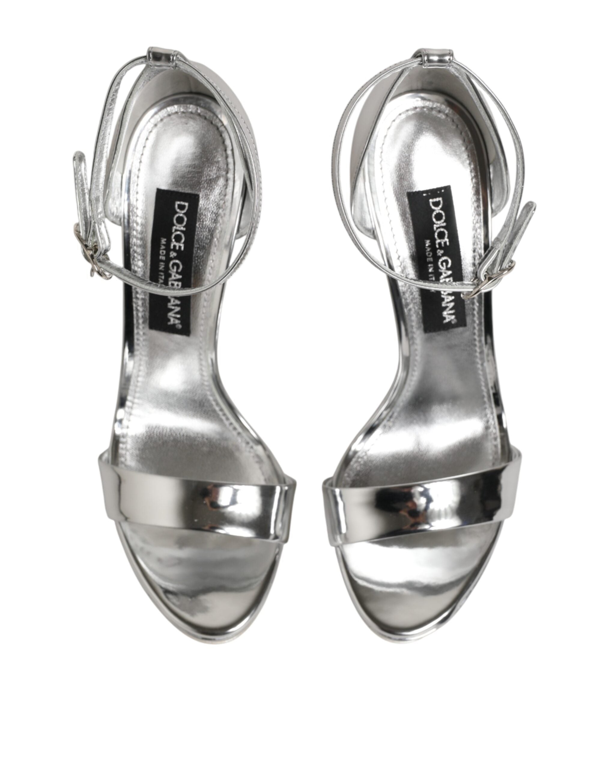 Dolce & Gabbana Silver Leather Keira Platform Sandals