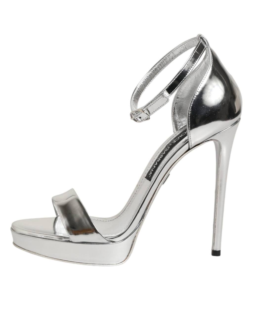 Dolce & Gabbana Silver Leather Keira Platform Sandals