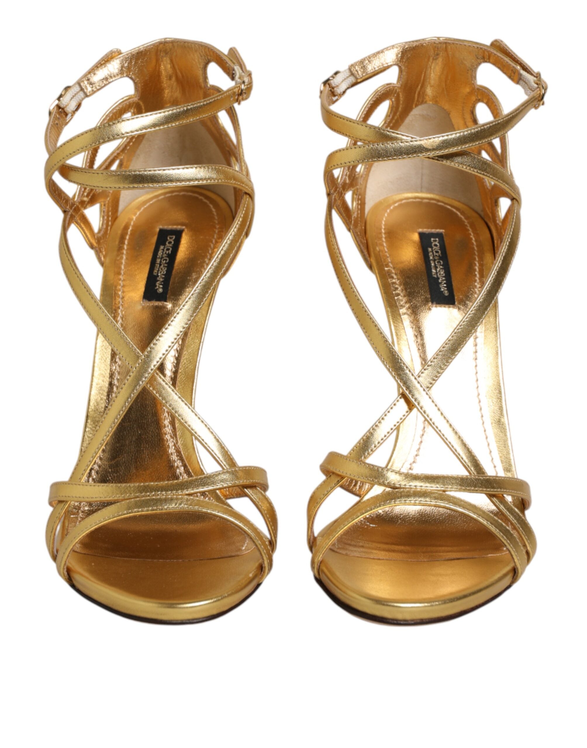 Dolce & Gabbana Gold Leather Keira Sandals
