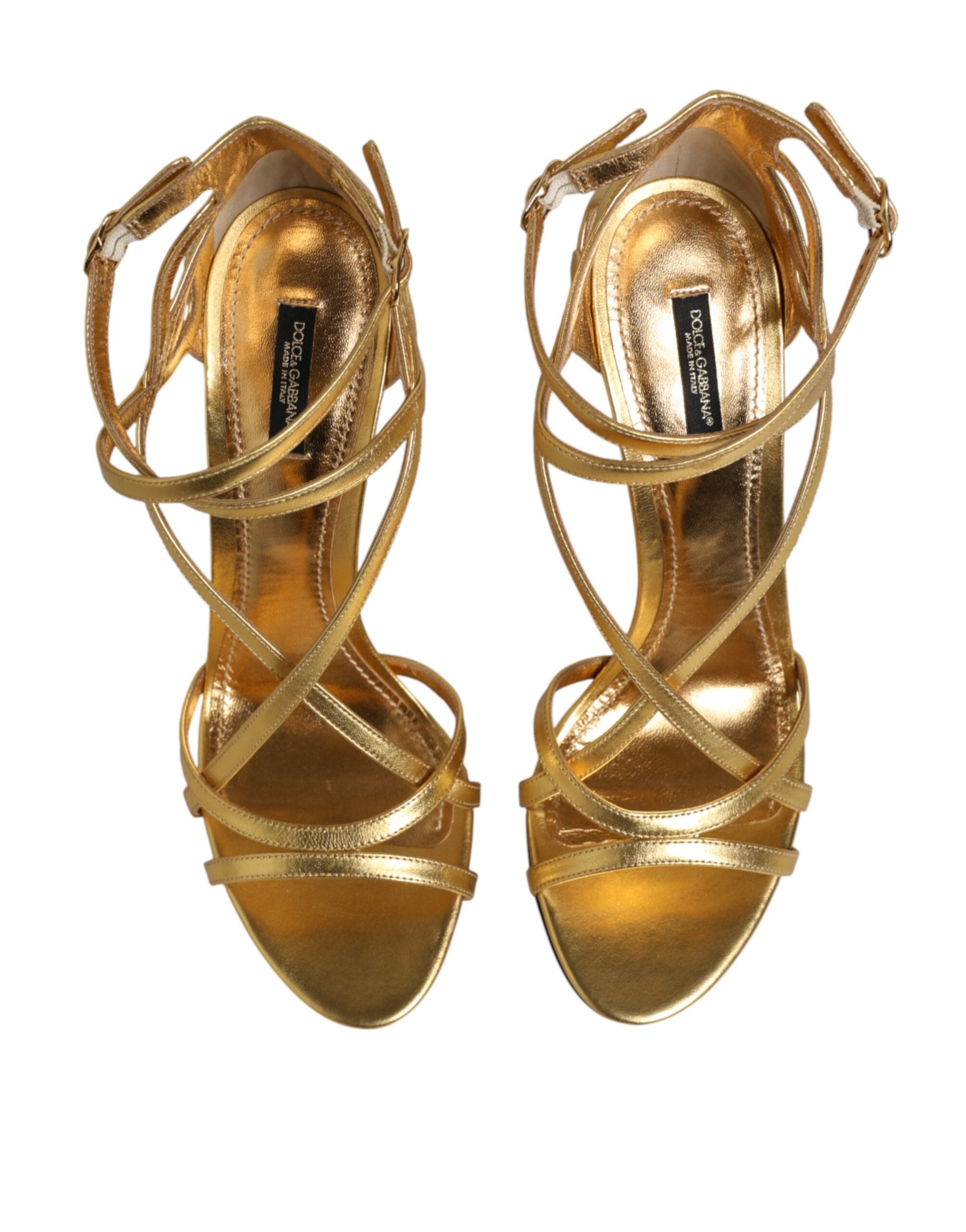 Dolce & Gabbana Gold Leather Keira Sandals