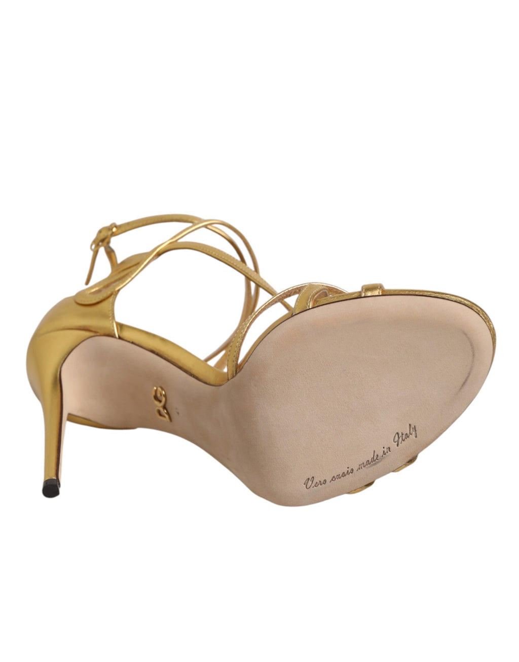 Dolce & Gabbana Gold Leather Keira Sandals