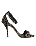 Dolce & Gabbana Goldene Leoparden-Sandaletten mit Knöchelriemen