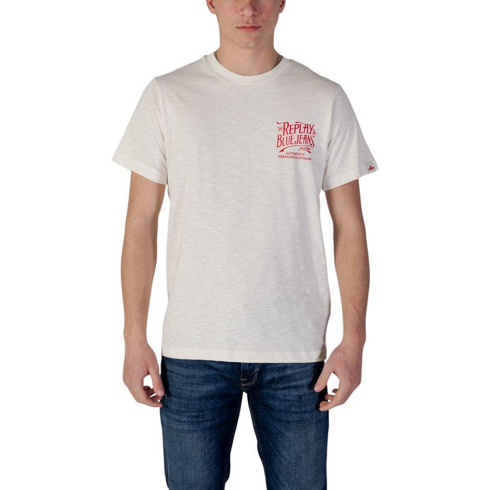 Replay Baumwoll-T-Shirt in Creme
