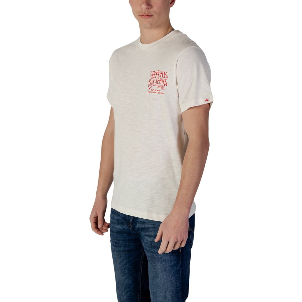 Replay Baumwoll-T-Shirt in Creme