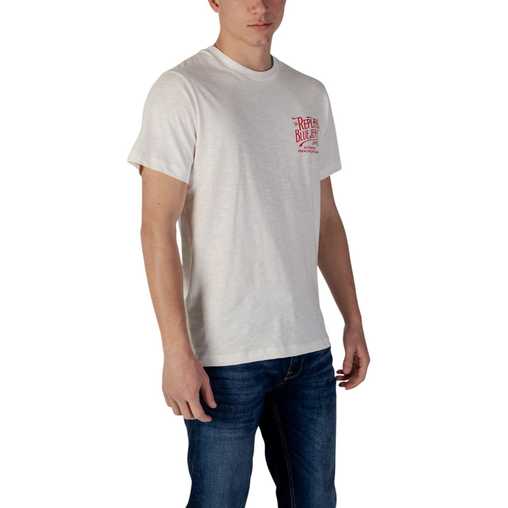 Replay Baumwoll-T-Shirt in Creme