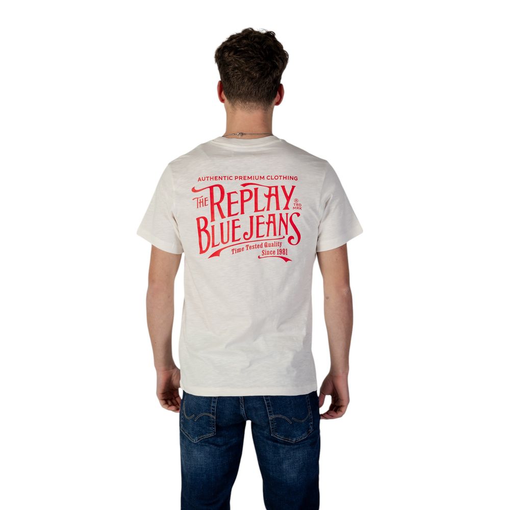 Replay Baumwoll-T-Shirt in Creme