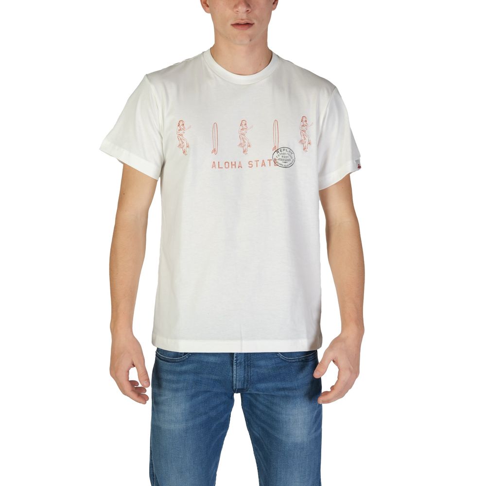 Replay Weißes Baumwoll-T-Shirt