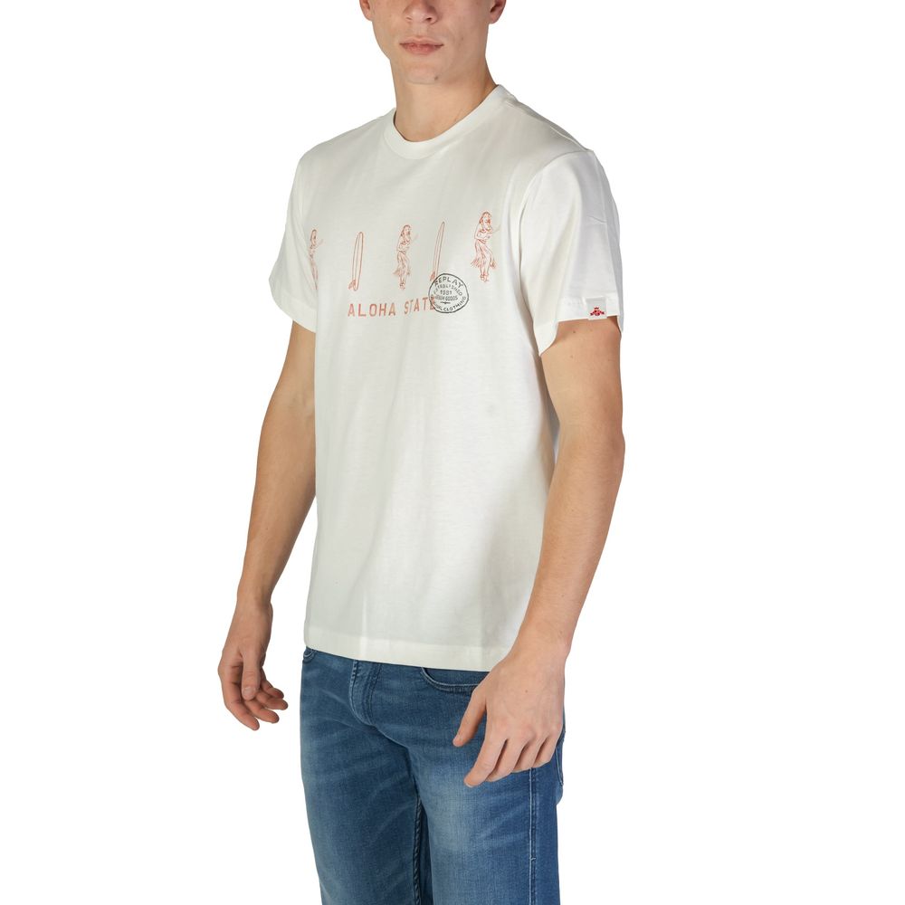 Replay Weißes Baumwoll-T-Shirt