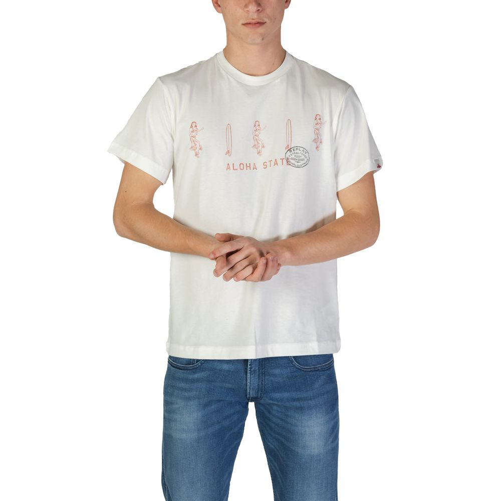 Replay Weißes Baumwoll-T-Shirt