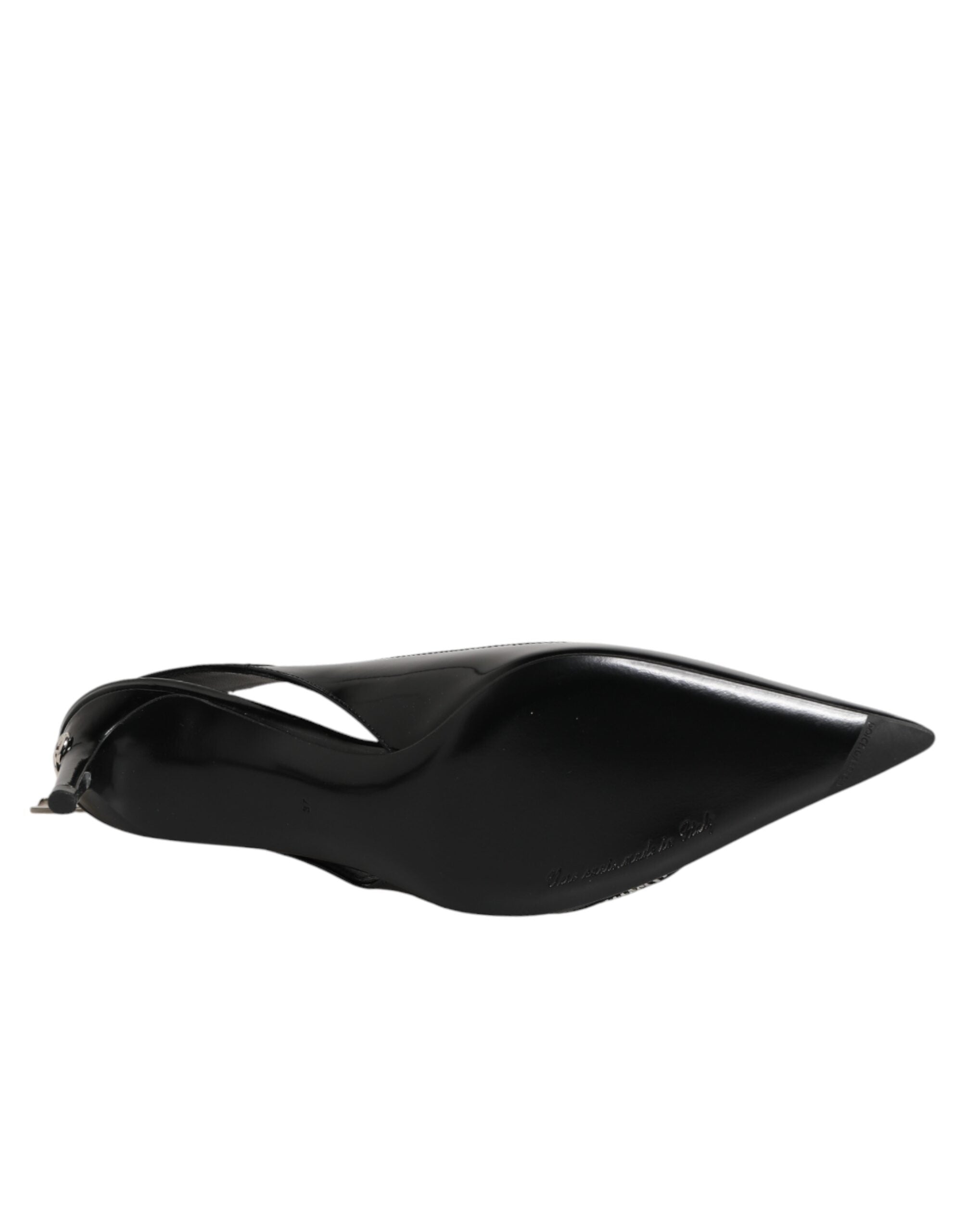 Dolce & Gabbana Schwarze Leder-Slingback-Pumps mit Reißverschluss