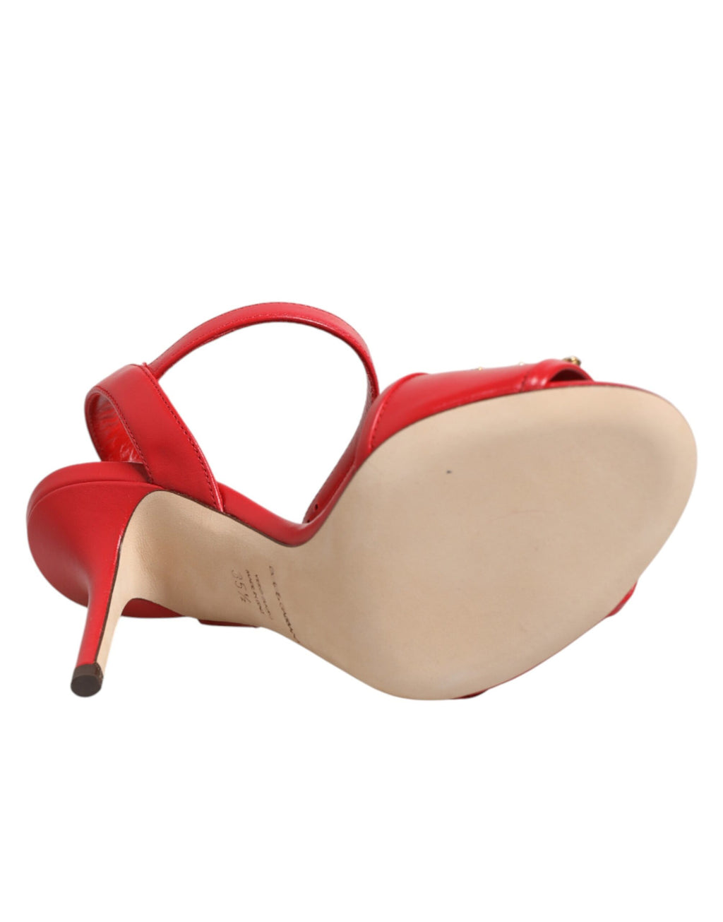 Dolce & Gabbana Rote Leder-Sandalen mit DG AMORE-Absatz