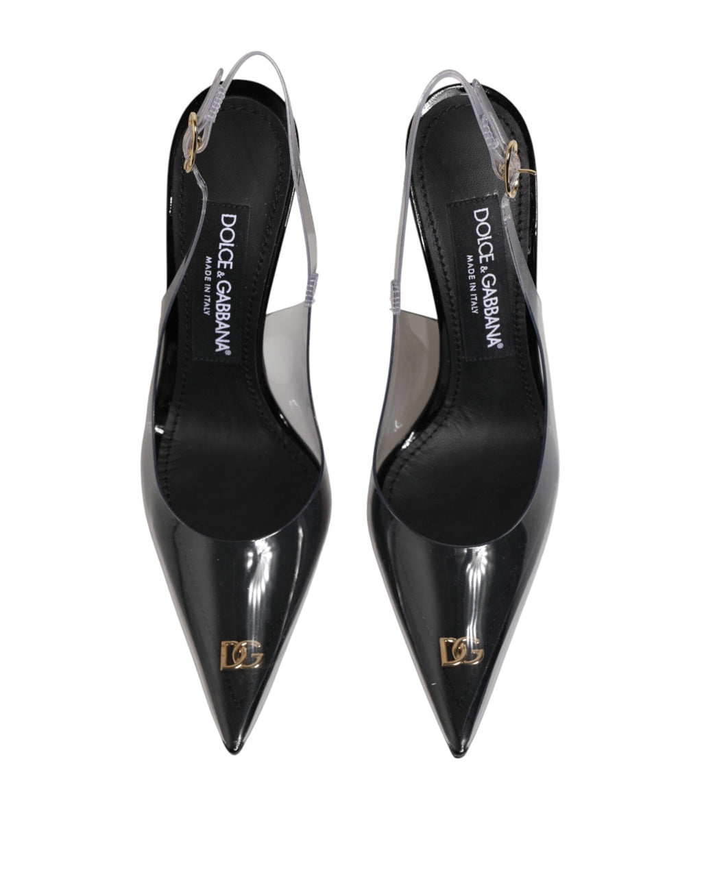 Dolce & Gabbana Schwarze Leder Slingback Pumps mit PVC-Details