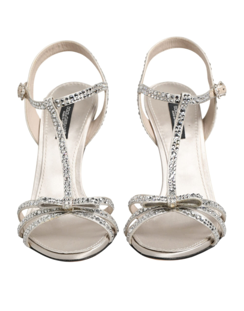 Dolce & Gabbana Silver Rhinestone Ankle Strap Sandals