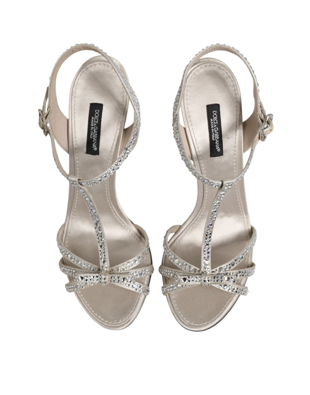 Dolce & Gabbana Silver Rhinestone Ankle Strap Sandals
