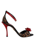 Dolce & Gabbana Sandalen mit Leopardenmuster und Kristallrosen