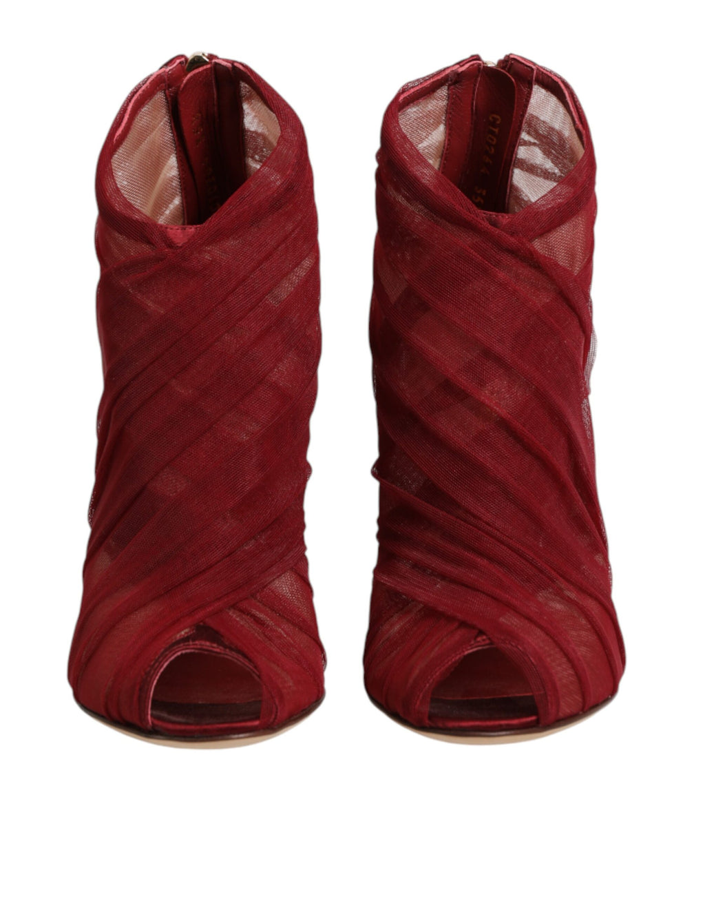 Dolce & Gabbana Rote Stiefelletten aus Tüll mit Stilettoabsatz